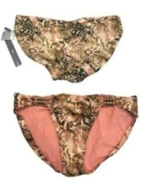 NWT Jennifer Lopez Brown Snakeskin Print Bikini Bottom Medium